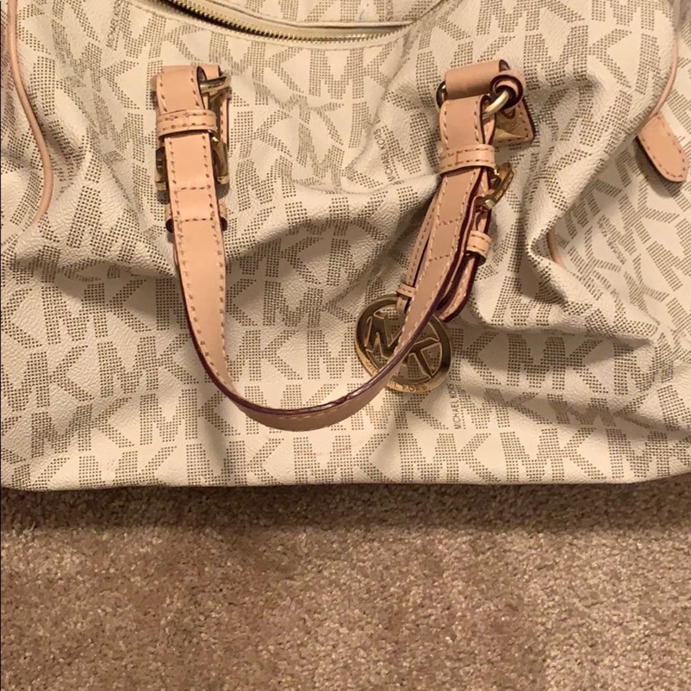 Michael Kors white logo mk satchel